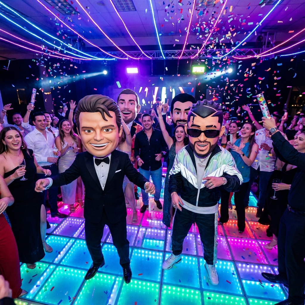 Cabezones Luis Miguel y Bad Bunny